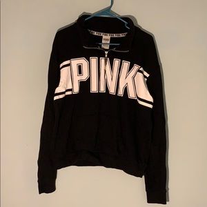 PINK by VS black white half zip sweatshirt